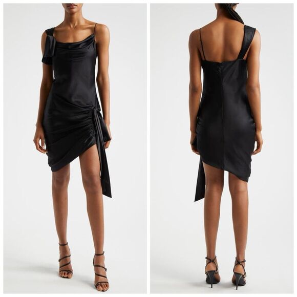 Cinq a Sept Womens Venus Silk Asymmetric Sleeveless Mini Dress Black Size 16 - Picture 1 of 10